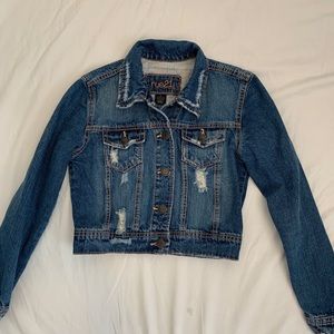 rue 21 ripped torn denim jacket